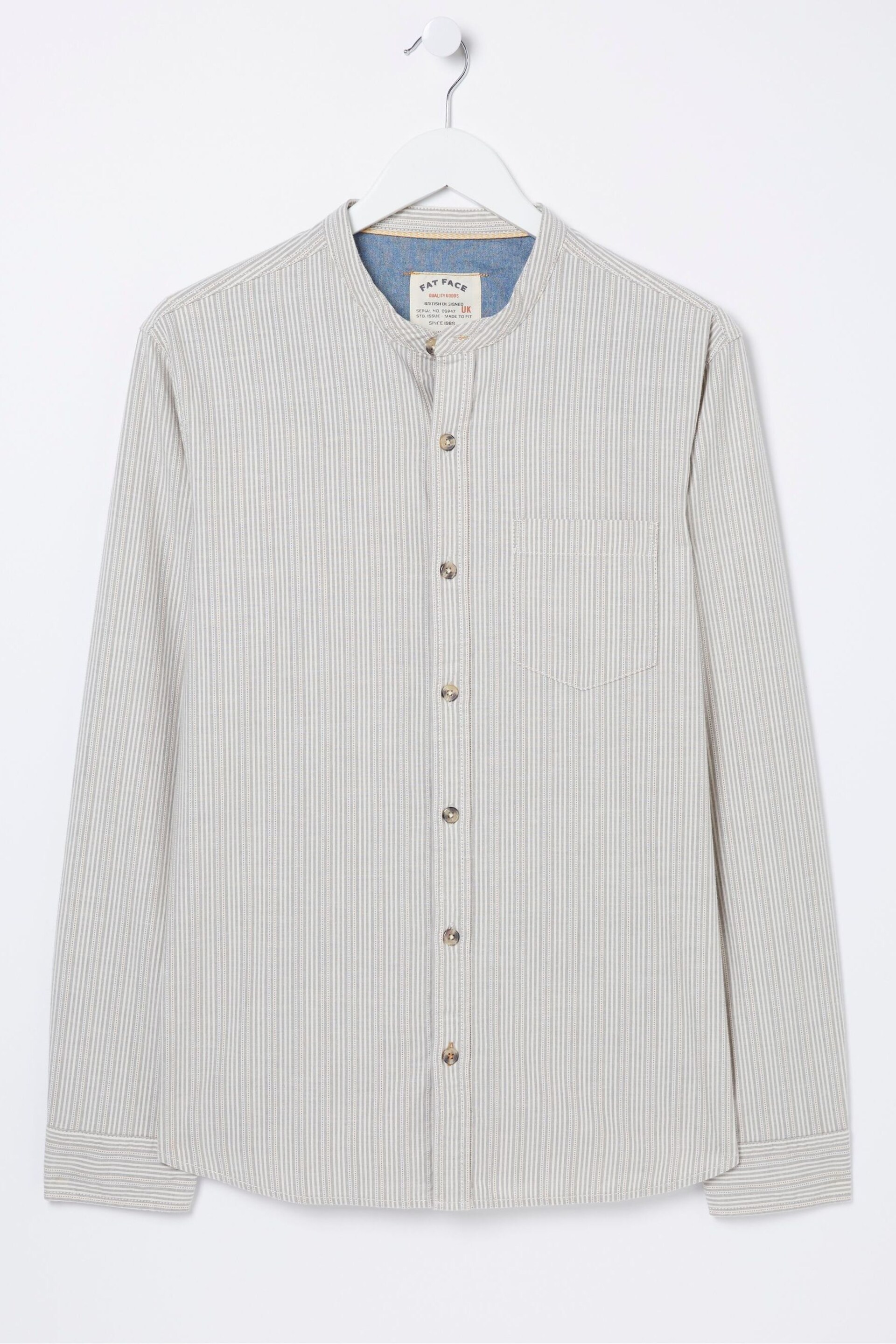 FatFace Natural Stripe Grandad Shirt - Image 5 of 5