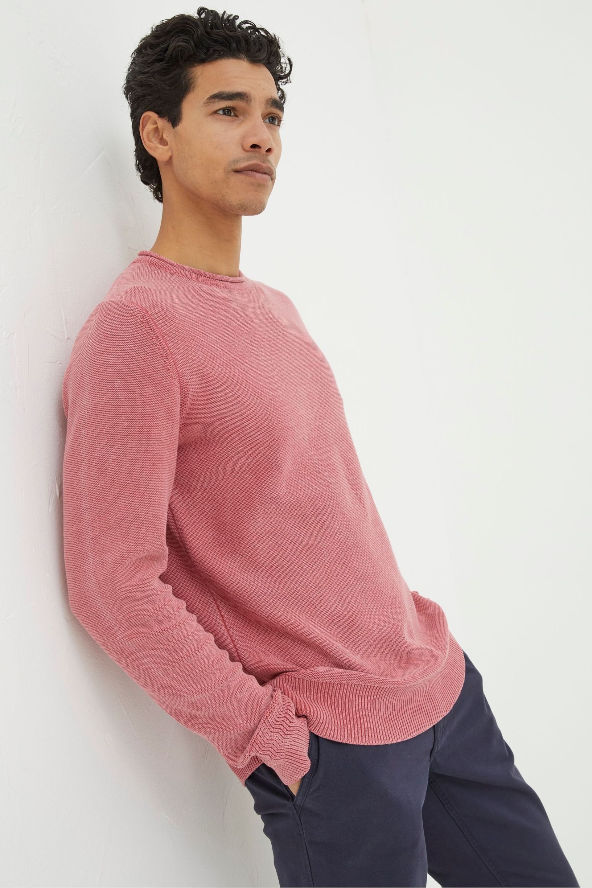 FatFace Red Berwick Washed Crew Jumper - Image 1 of 4