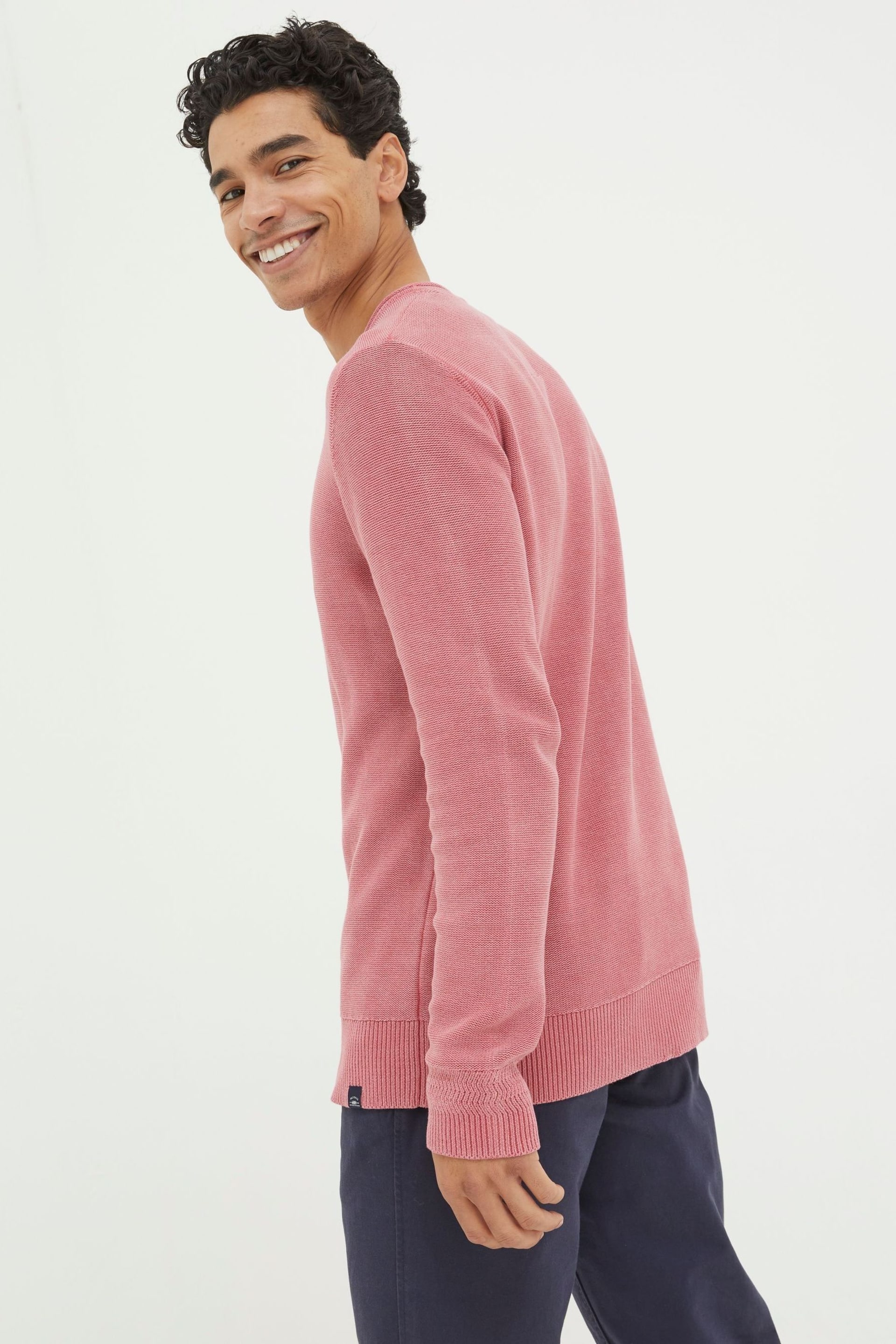 FatFace Red Berwick Washed Crew Jumper - Image 2 of 4