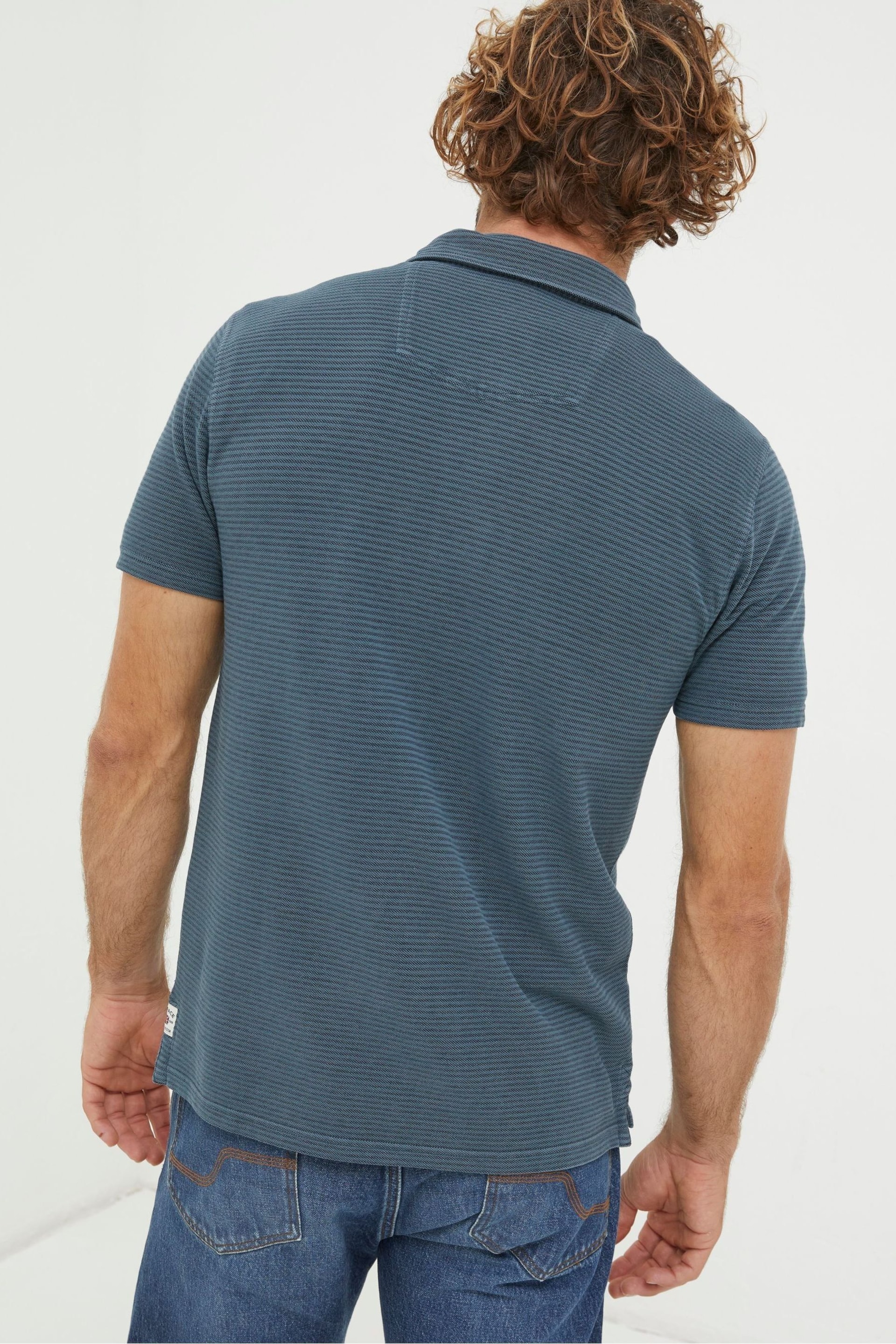 FatFace Blue Fine Stripe Polo Shirt - Image 2 of 5