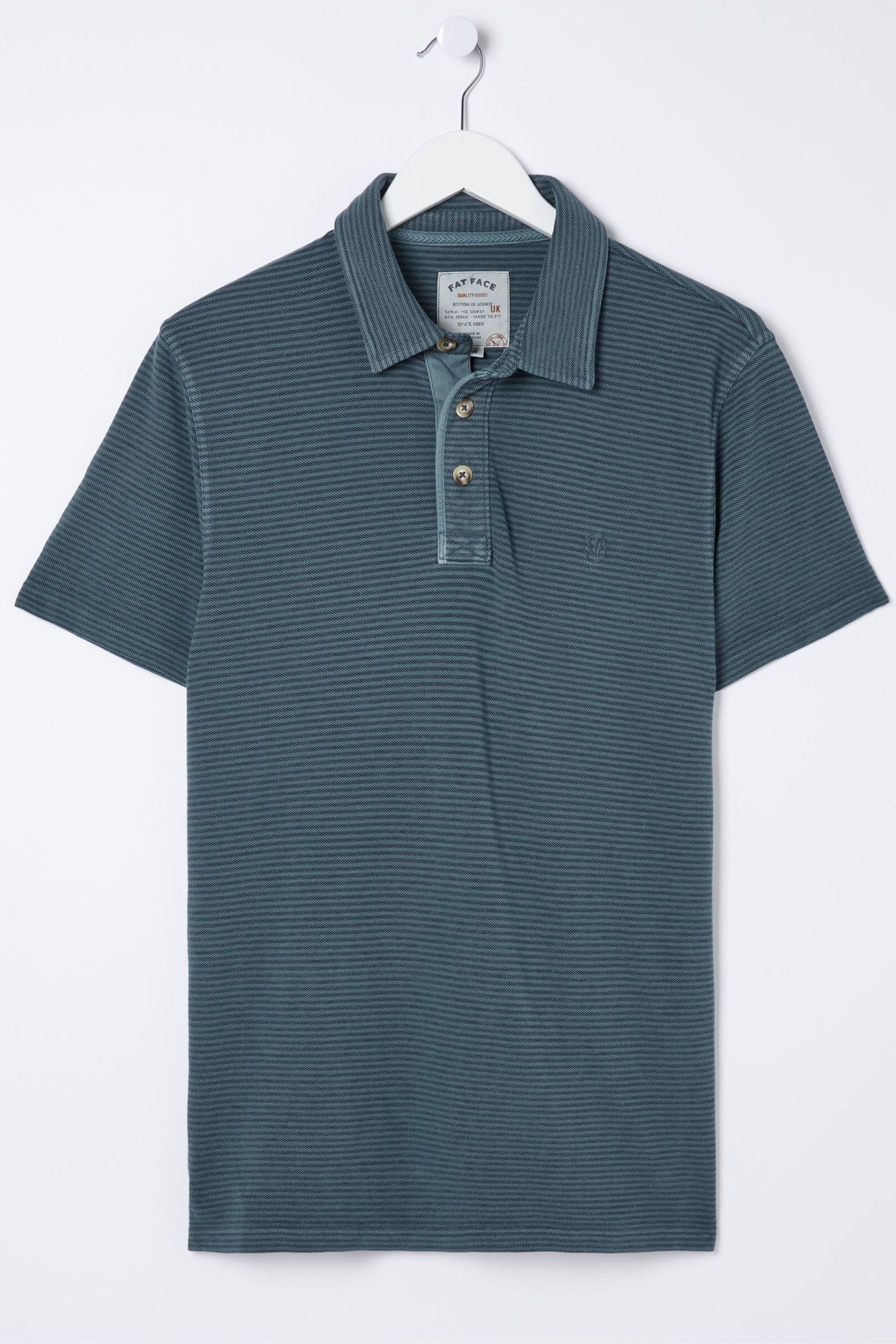 FatFace Blue Fine Stripe Polo Shirt - Image 5 of 12