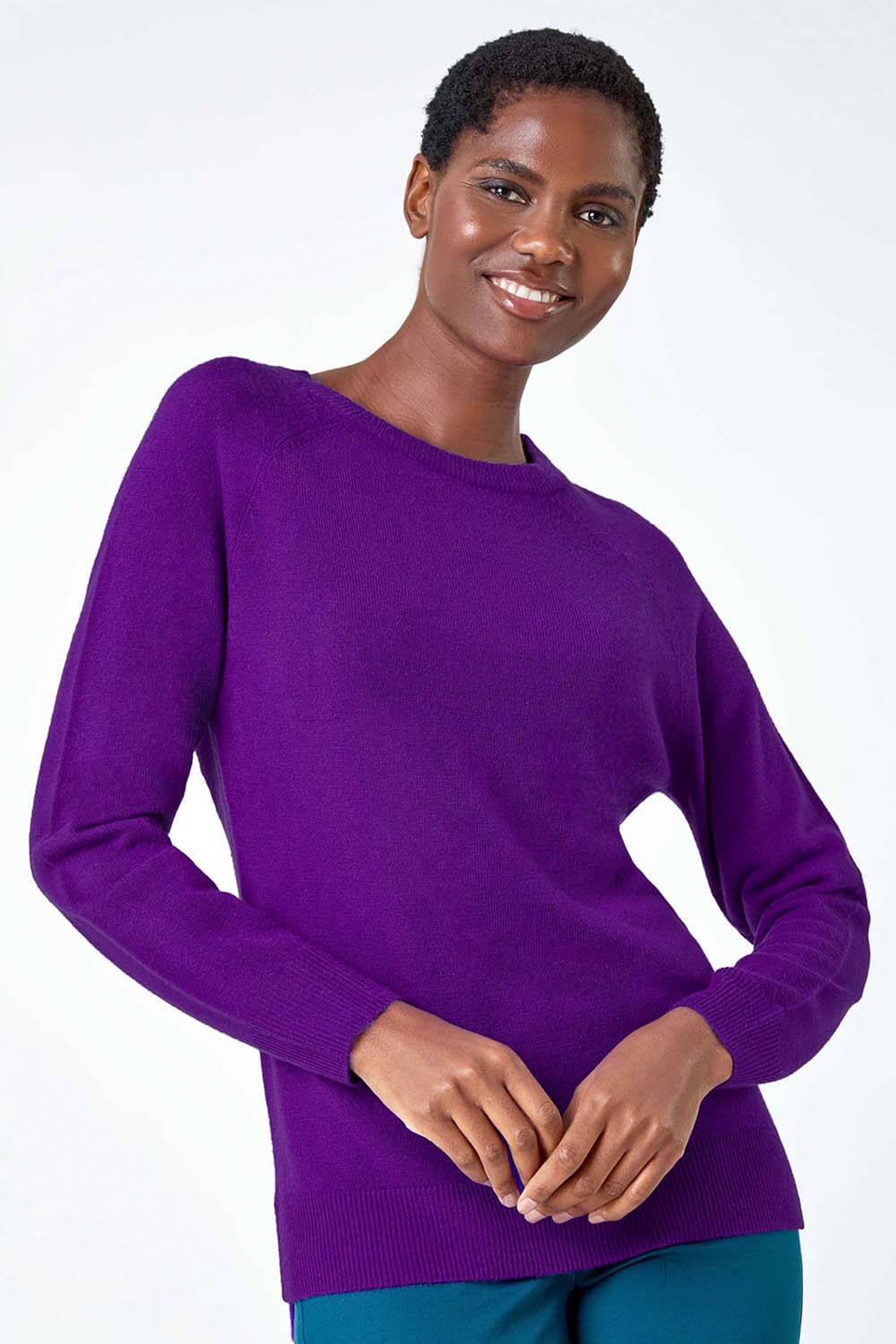Purple crew neck jumper hot sale