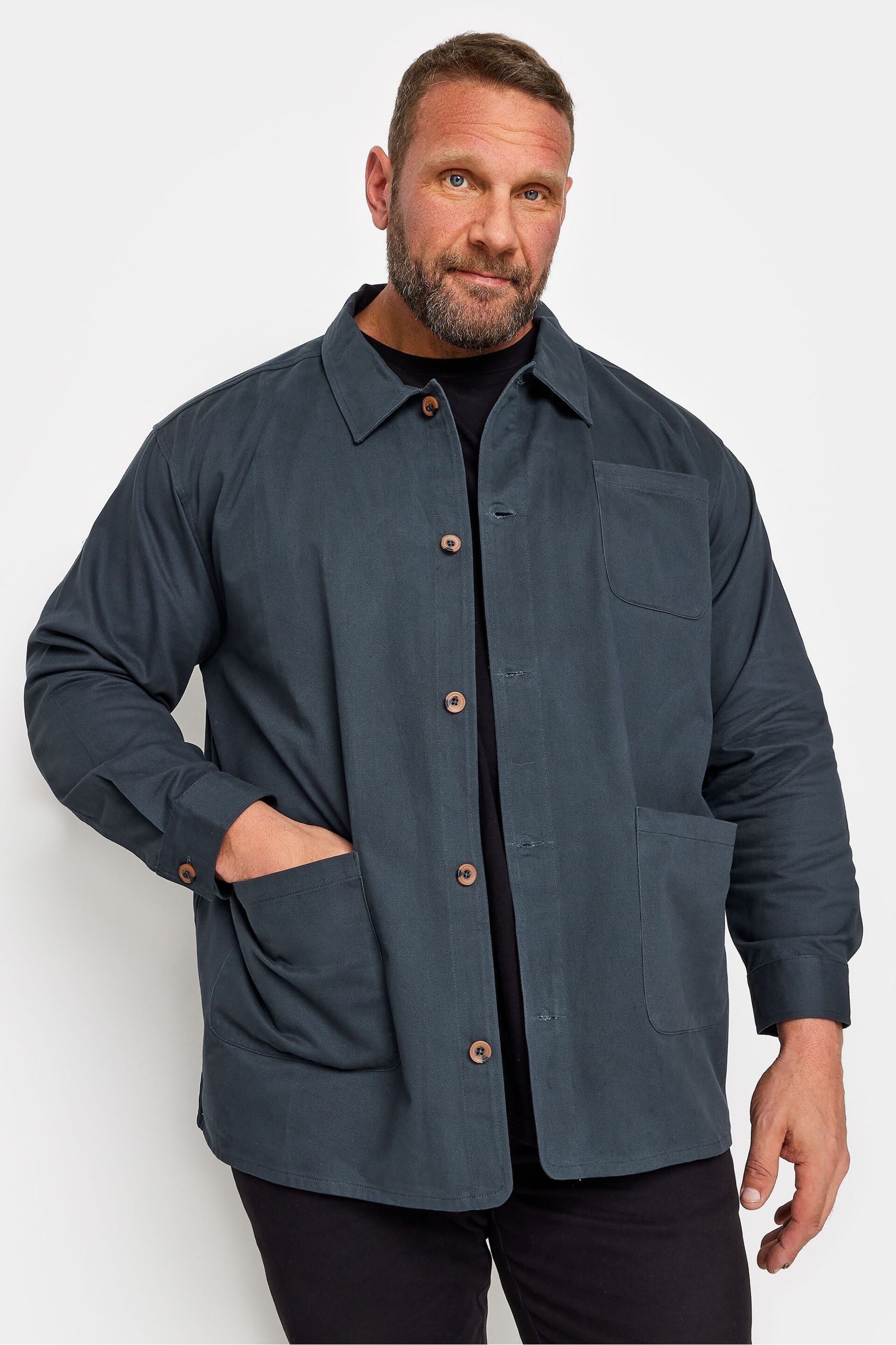 BadRhino Big & Tall Blue Woven Overshirt - Image 1 of 1