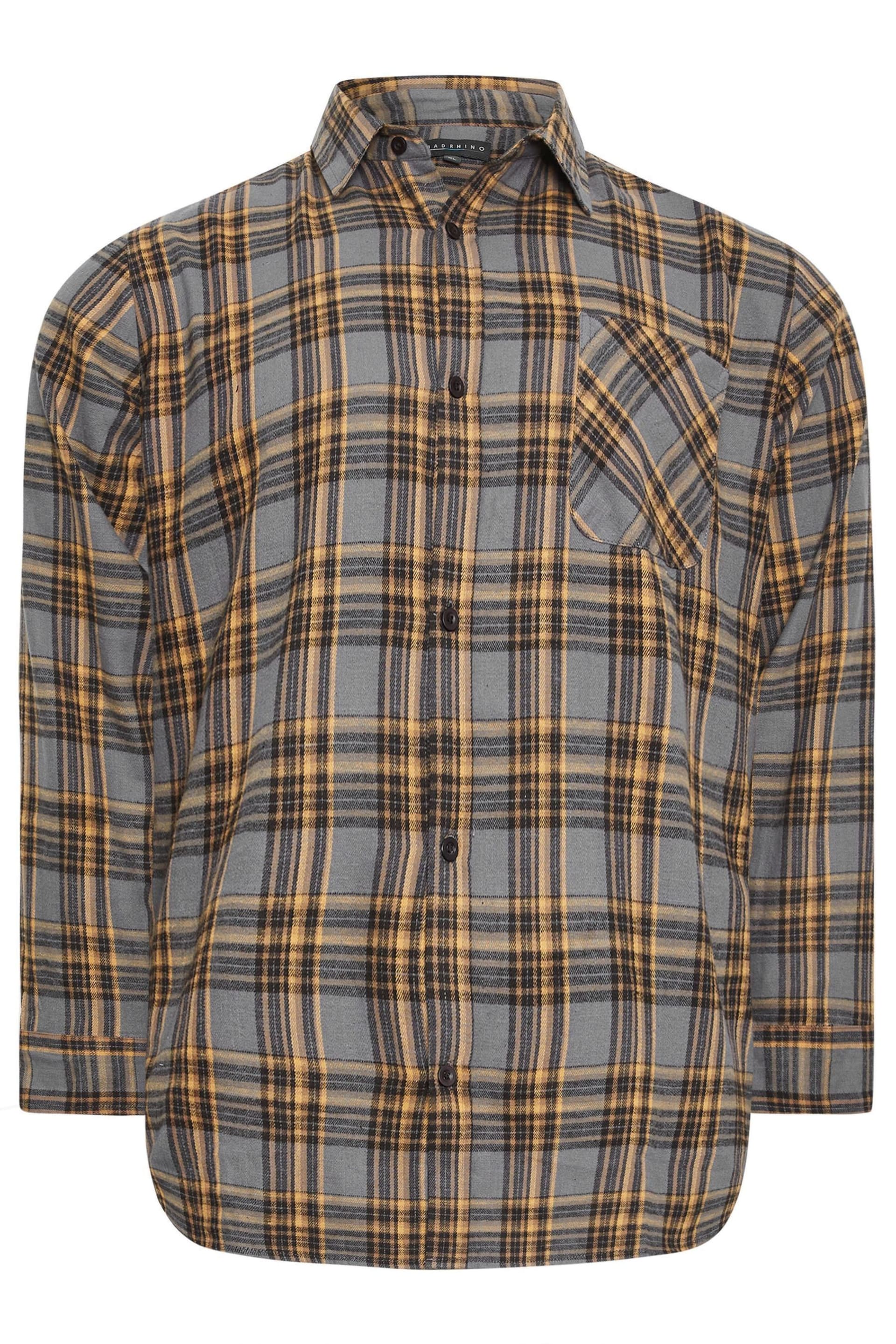 BadRhino Big & Tall Grey Brushed Check Shirt - Image 3 of 4