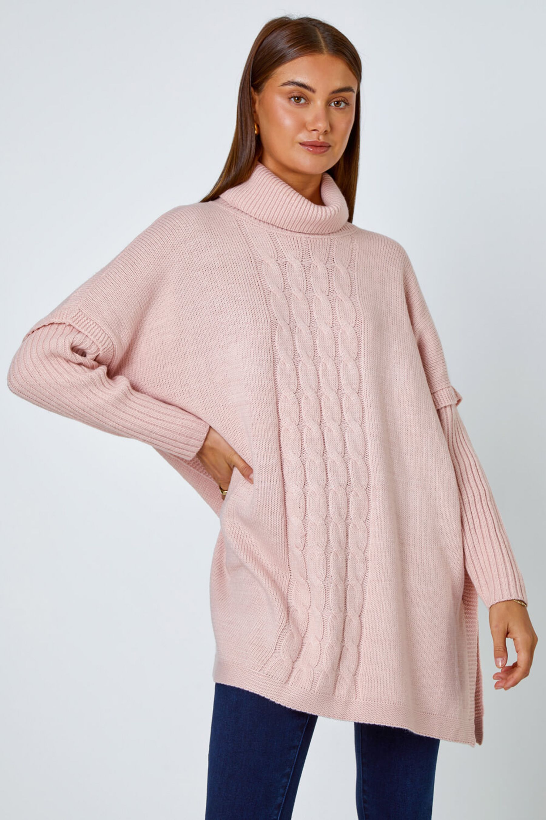Buy Roman Pink Cable Knit Poncho Jumper from the Next UK online shop