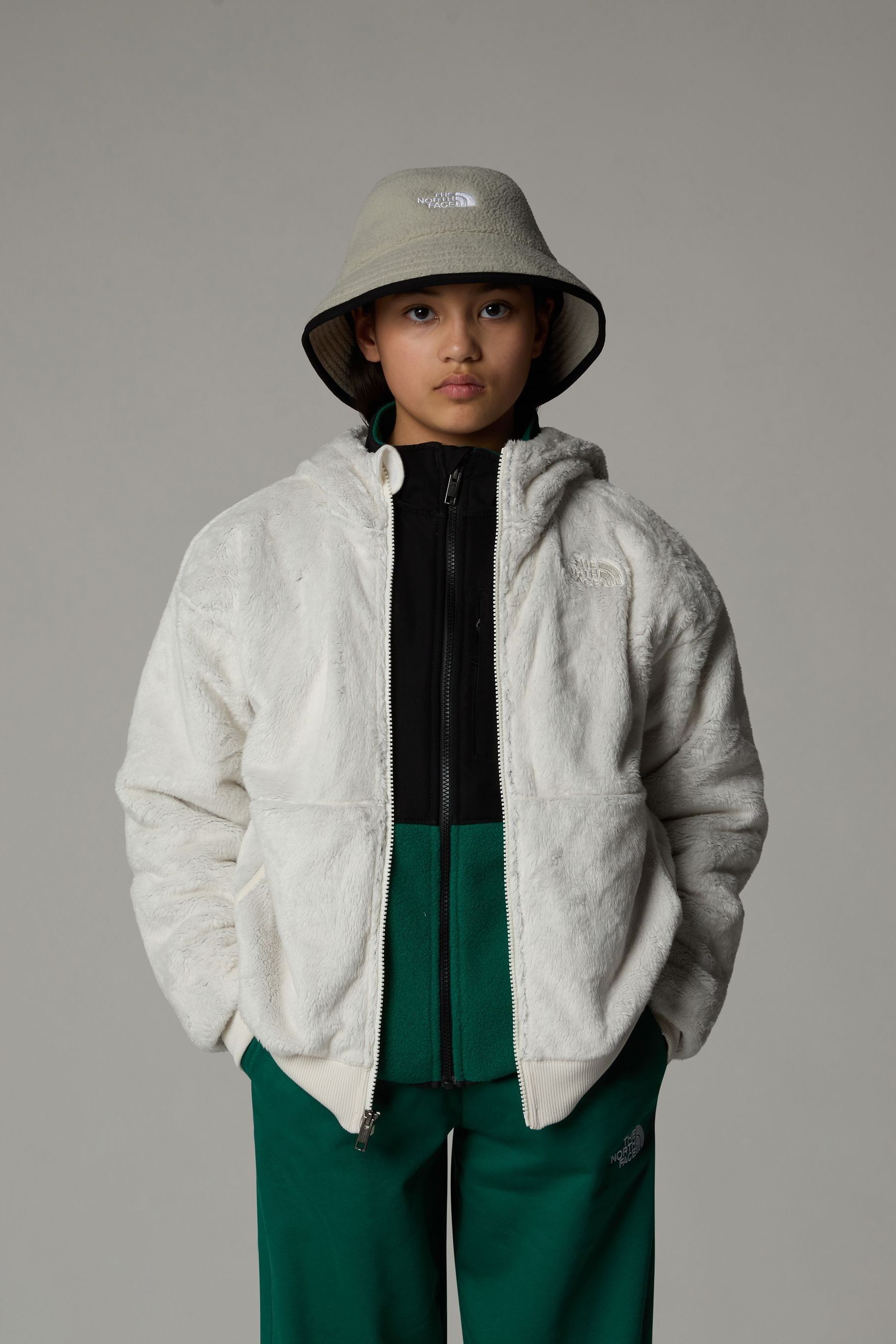 The North Face White Girls Osito Full Zip Hoodie X Large