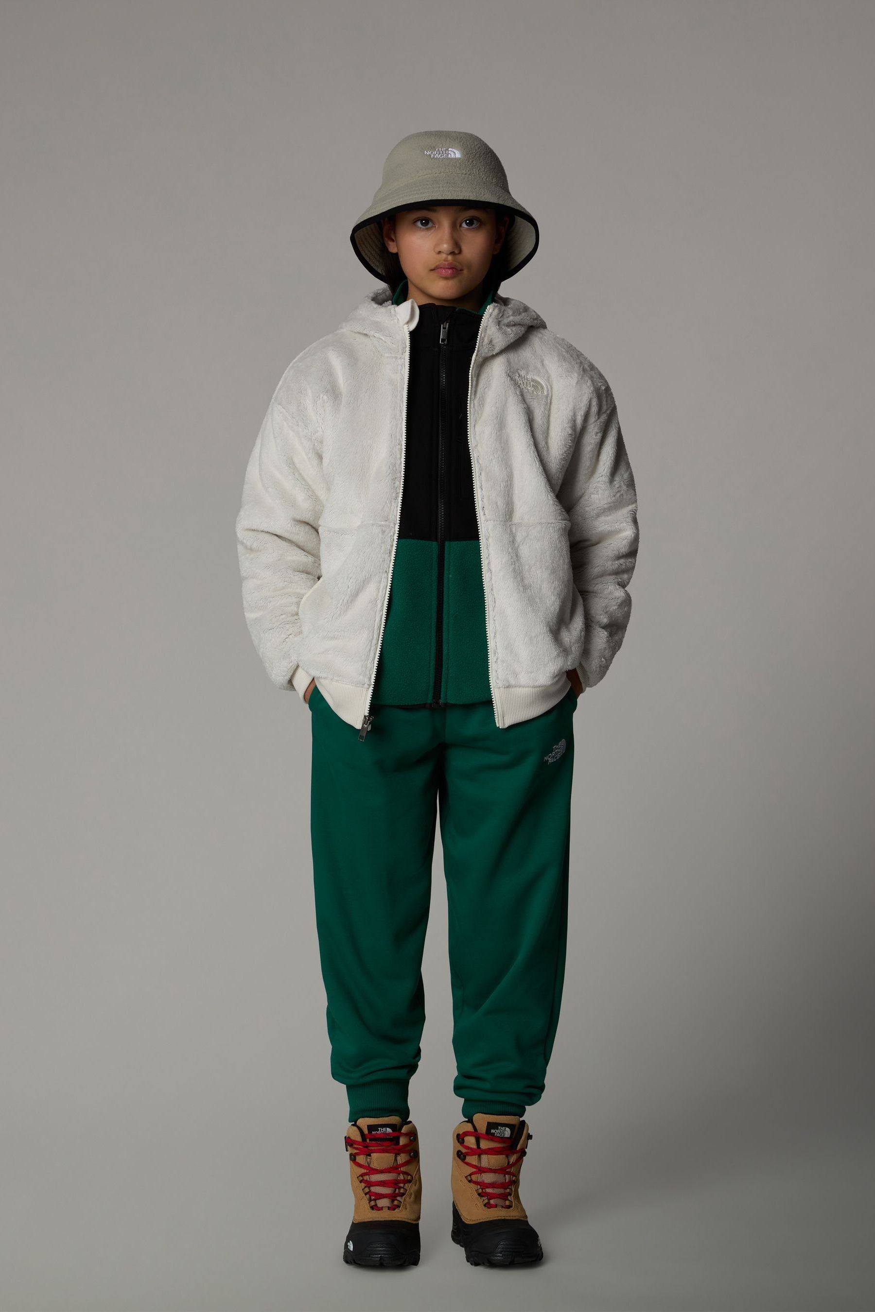 The North Face White Girls Osito Full Zip Hoodie X Large