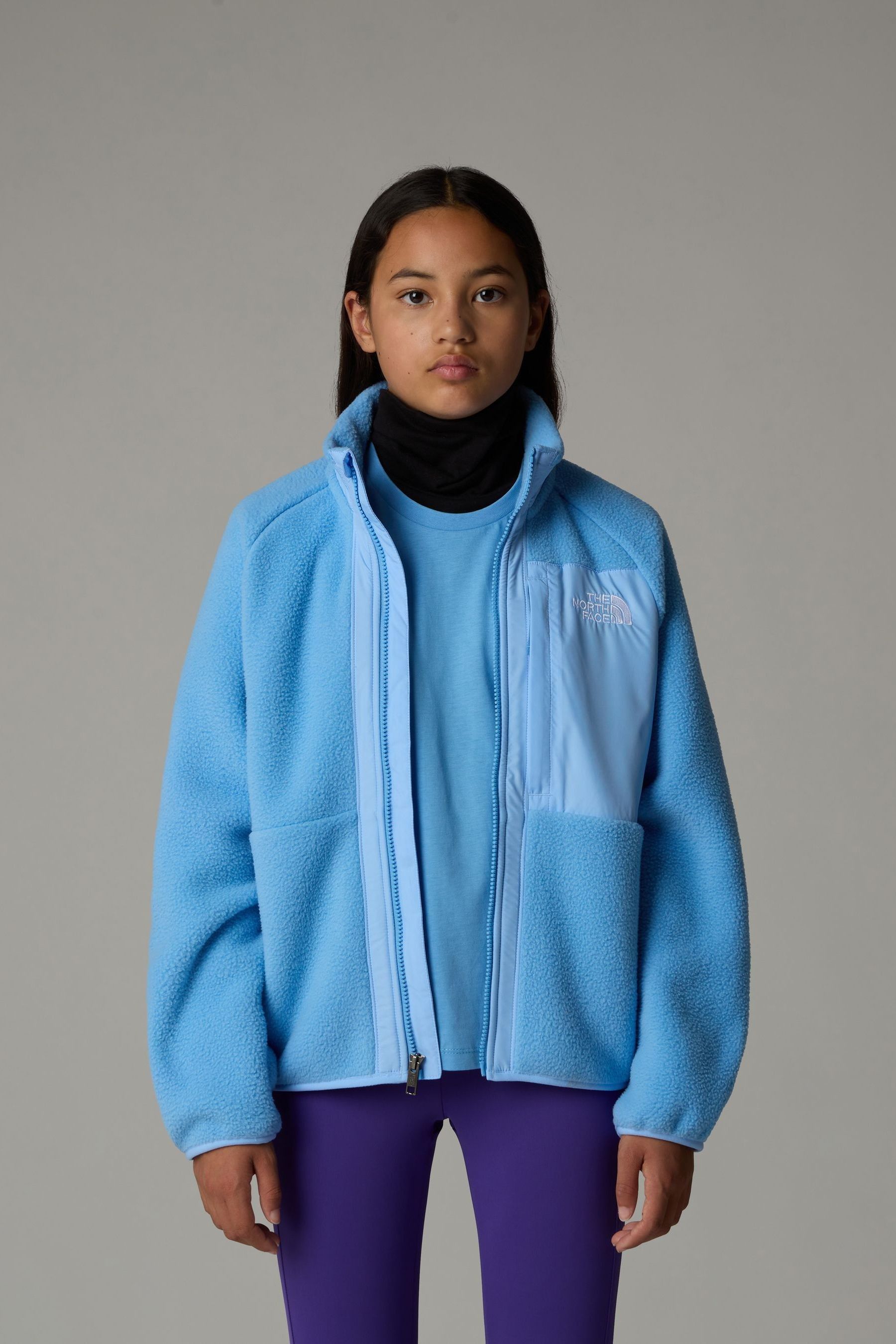 Blue fuzzy north face shop