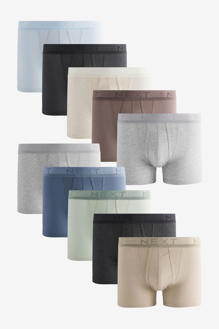 Buy Pastel Blues/Greys Textured Waistband 10 pack Cotton Rich A-Front ...