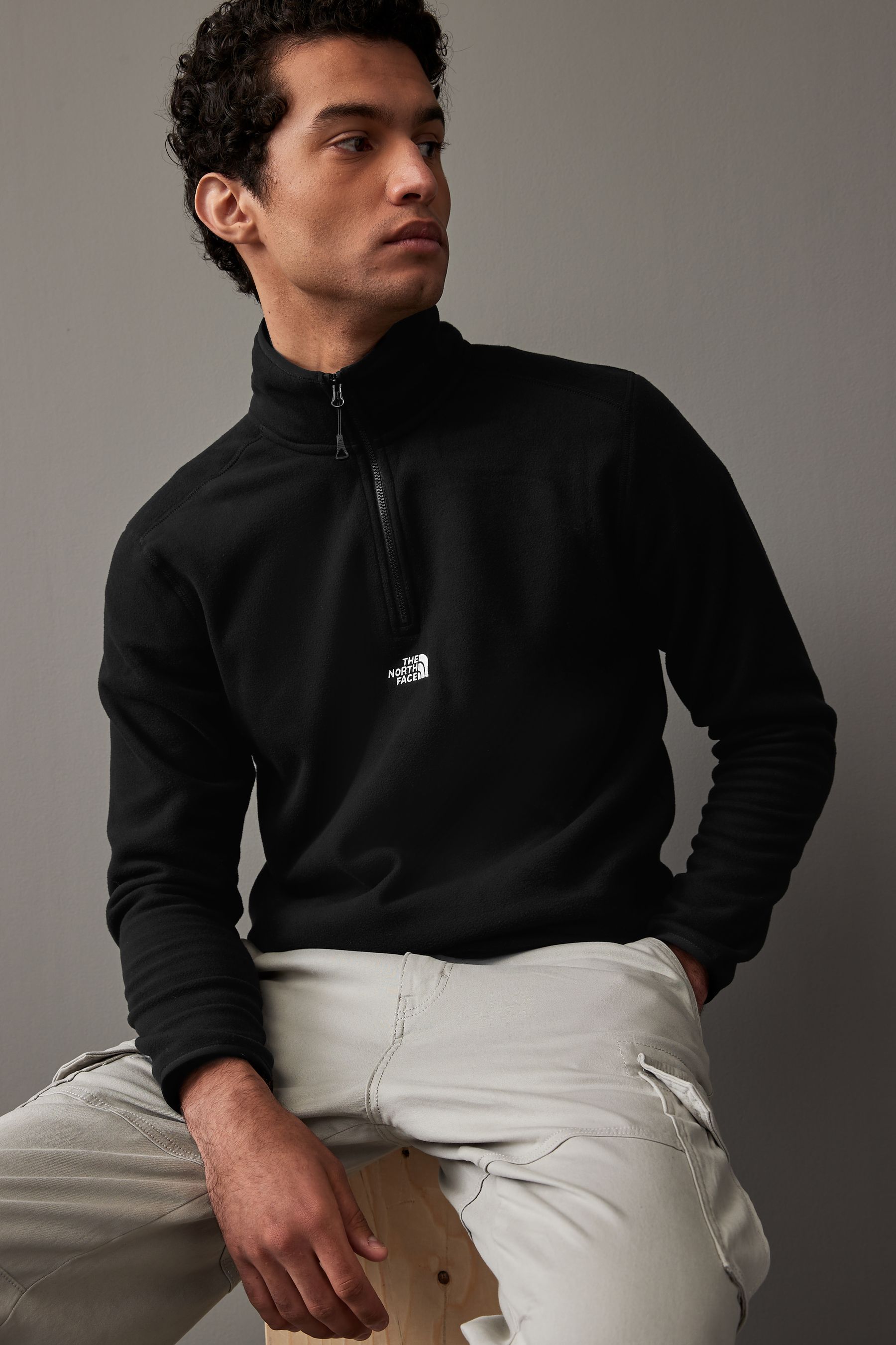 Buy The North Face Black Central Logo Mens Glacier Quarter Zip Fleece from Next Luxembourg