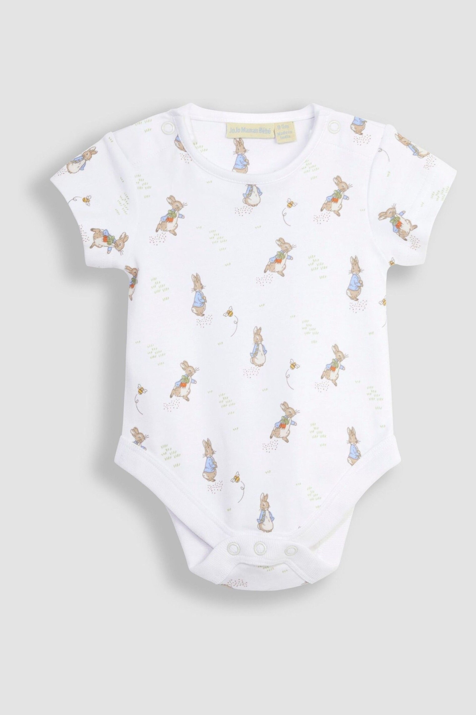 JoJo Maman Bébé Natural 2-Piece Peter Rabbit Dungarees & Body Set - Image 3 of 6