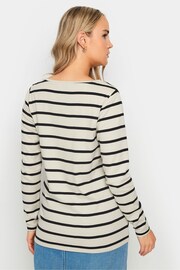Long Tall Sally Natural Long Sleeve Stripe T-Shirt - Image 3 of 4