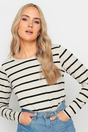 Long Tall Sally Natural Long Sleeve Stripe T-Shirt - Image 4 of 4