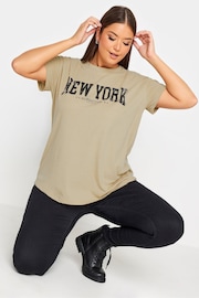 Yours Curve Beige Short Sleeve Placement Print T-Shirt - Image 4 of 4