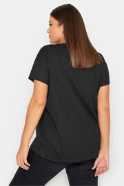 Yours Curve Black Short Sleeve Placement Print T-Shirt - Image 2 of 4