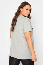 Yours Curve Grey Short Sleeve Placement Print T-Shirt - Image 2 of 4