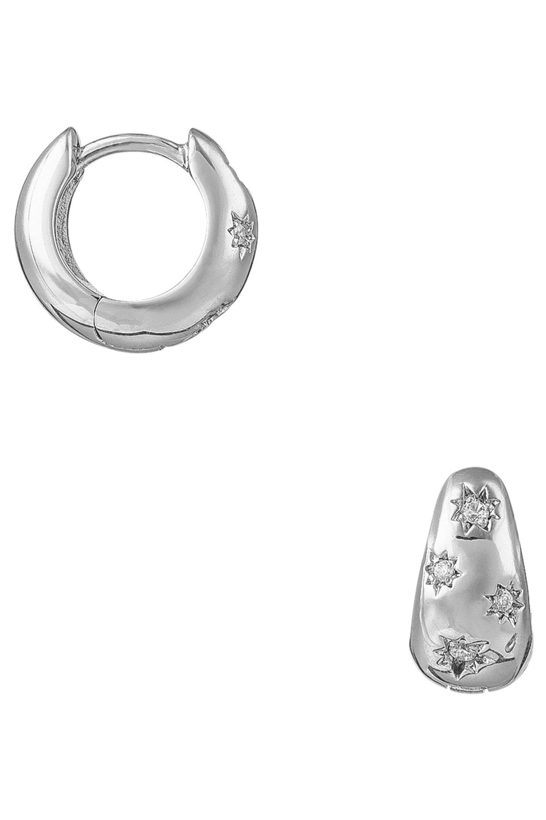 Buy Orelia London Plated Crystal Engraved Starburst Tapered Huggie Hoops from Next Canada