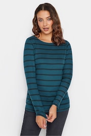 Long Tall Sally Blue Long Sleeve Stripe T-Shirt - Image 1 of 3