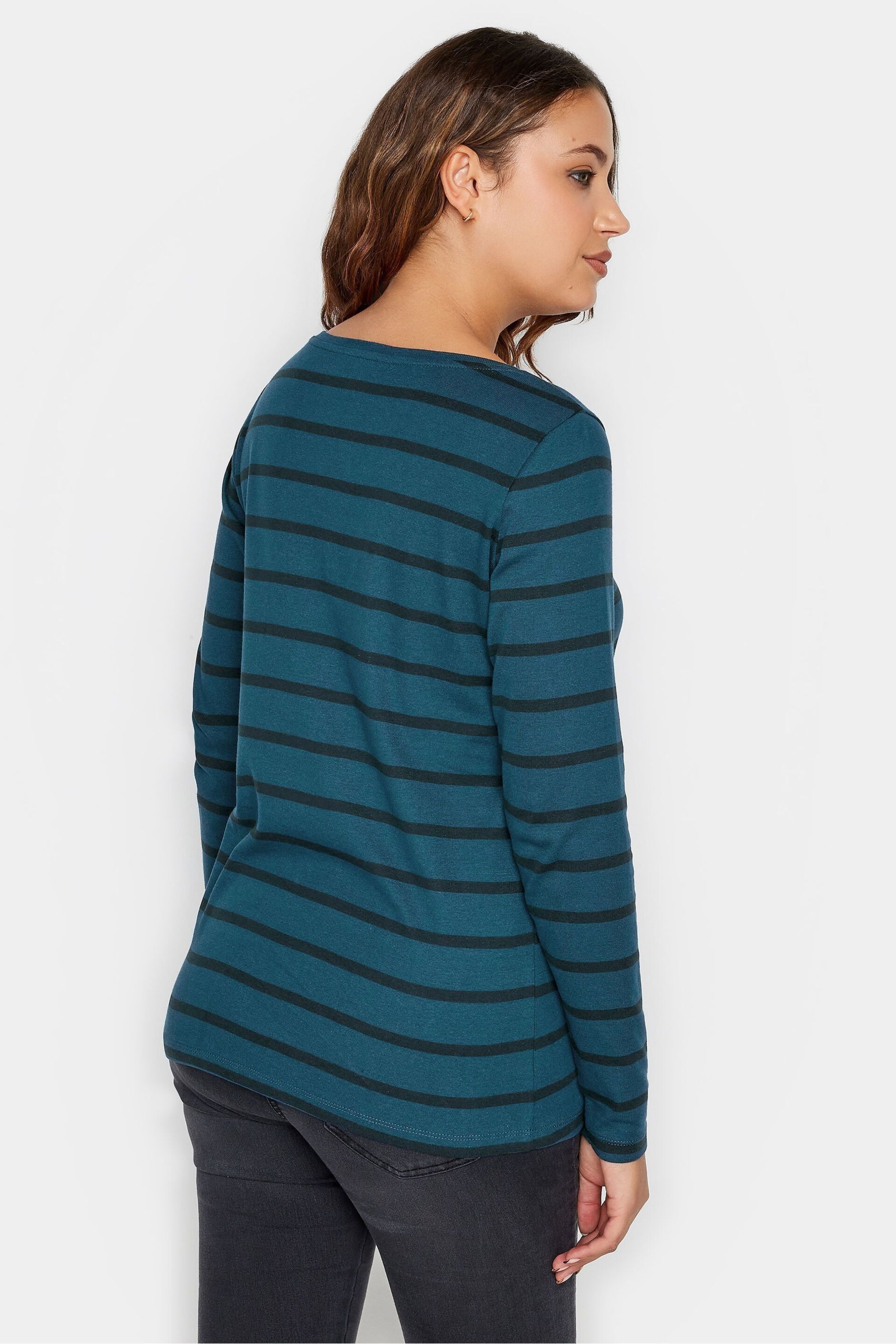 Long Tall Sally Blue Long Sleeve Stripe T-Shirt - Image 2 of 3
