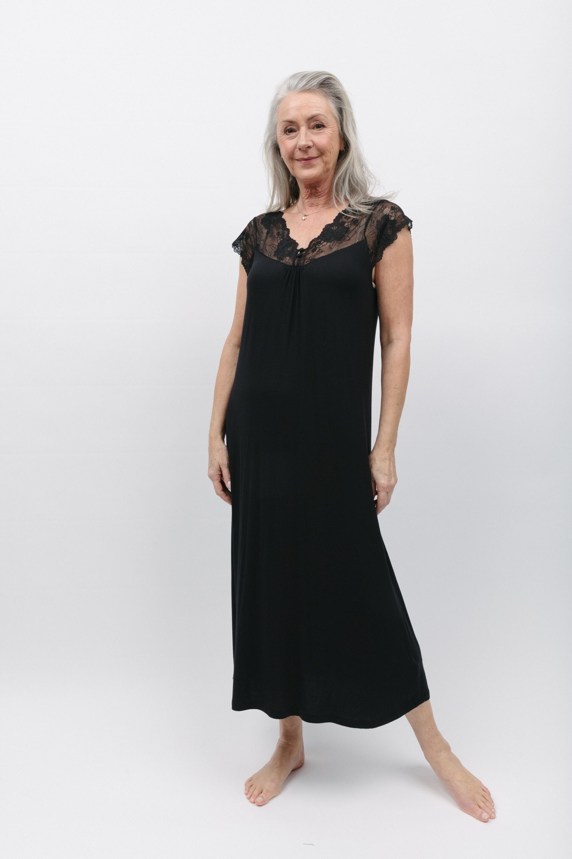 Nora Rose Black Jersey Long Nightdress - Image 2 of 4