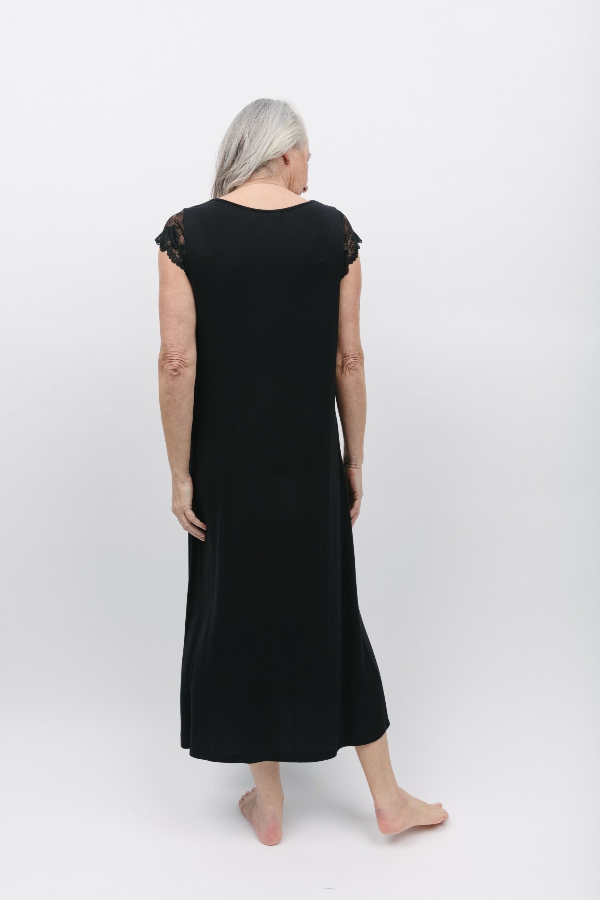 Nora Rose Black Jersey Long Nightdress - Image 3 of 4