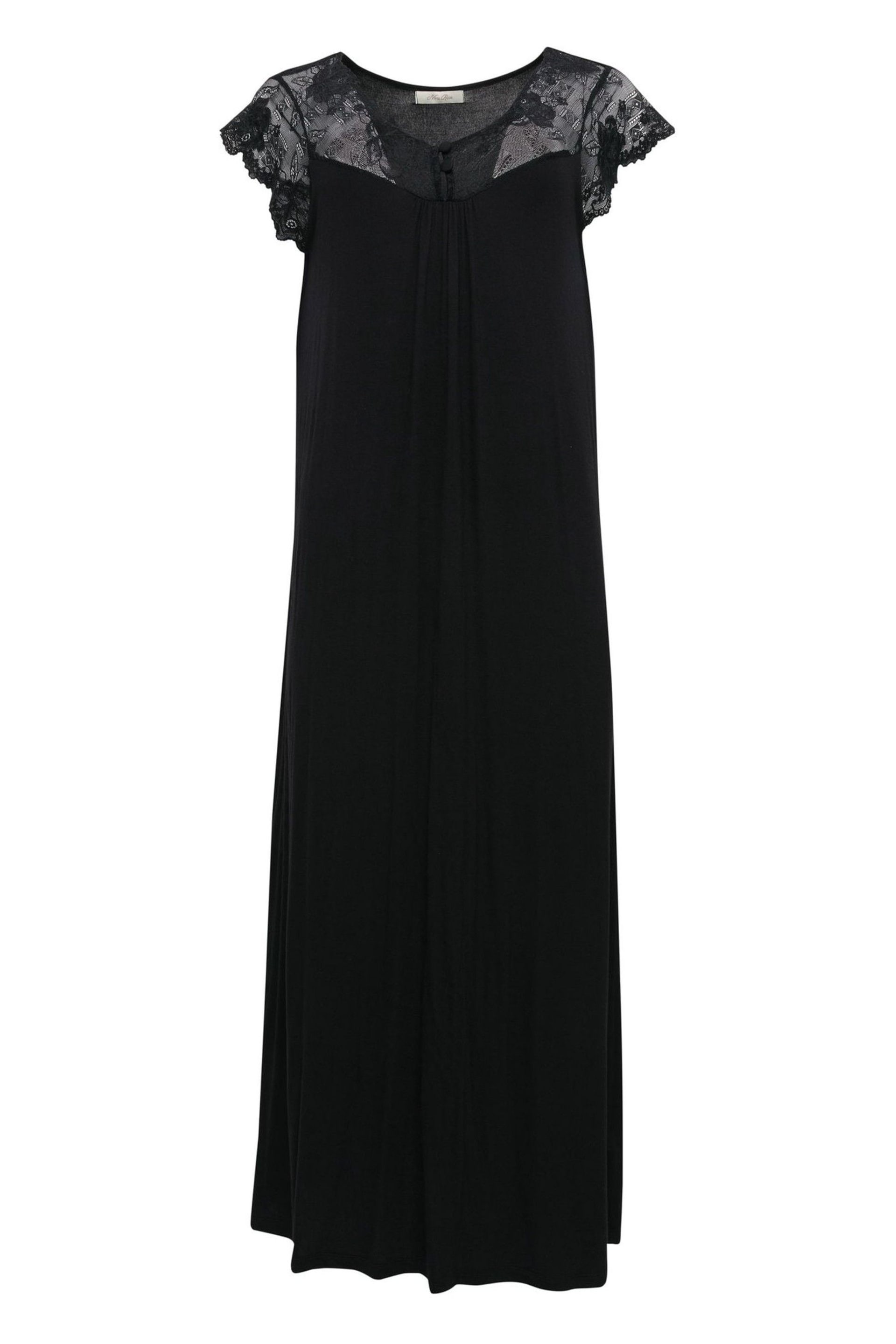 Nora Rose Black Jersey Long Nightdress - Image 4 of 4