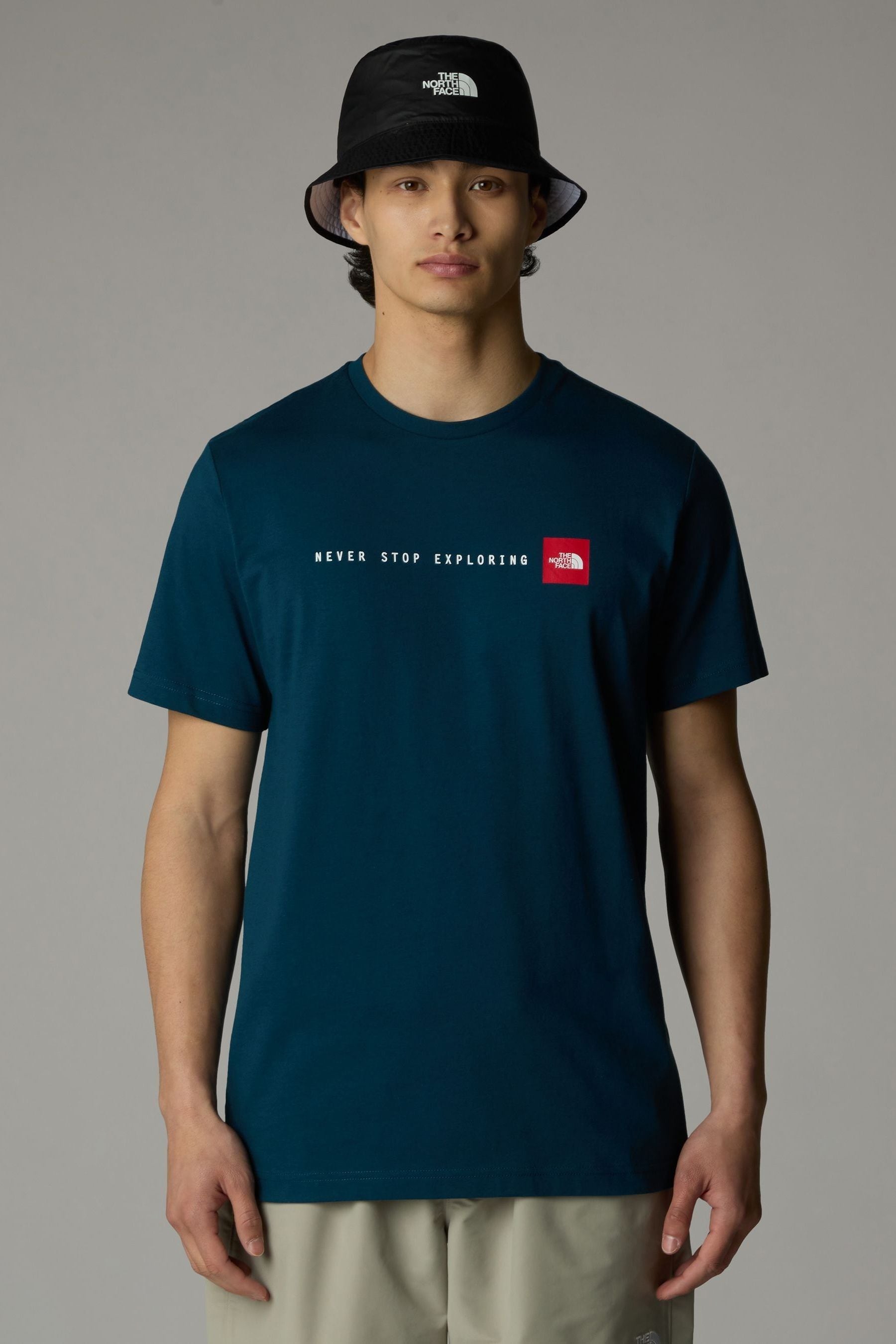 The north face t shirt never stop exploring discount