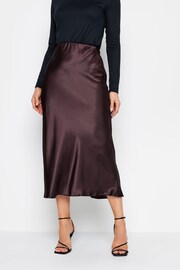 Long Tall Sally Red Bias Cut Satin Midi Skirt - Image 1 of 4