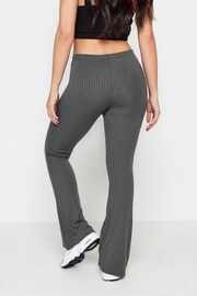 PixieGirl Petite Grey V-Front Ribbed Flare Trousers - Image 2 of 5