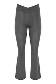 PixieGirl Petite Grey V-Front Ribbed Flare Trousers - Image 5 of 5