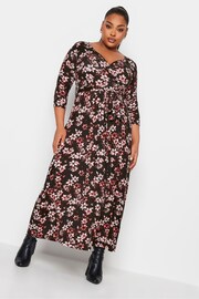 Yours Curve Black/Red Maxi Wrap Dress - Image 1 of 4