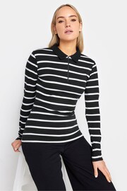 Long Tall Sally Black Polo Zip Up Long Sleeve Top - Image 1 of 4