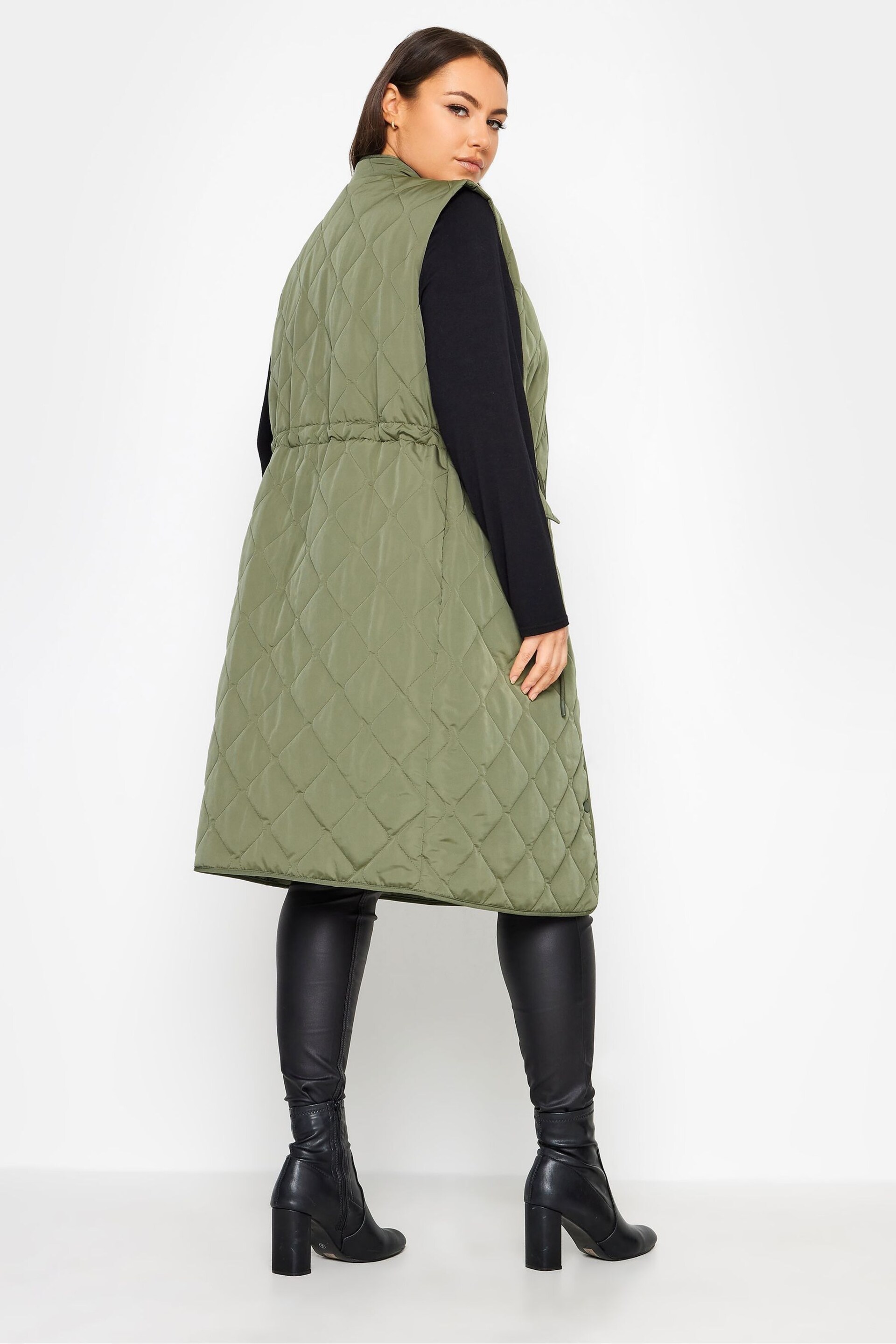 Yours Curve Green Midi Lightweight Gilet - Image 3 of 4