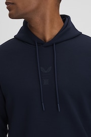 Reiss Midnight Navy Chase Castore Jersey Drawstring Hoodie - Image 4 of 7