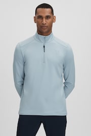 Reiss Blue Silver Jett Castore Performance Quarter-Zip Funnel Neck Top - Image 1 of 8