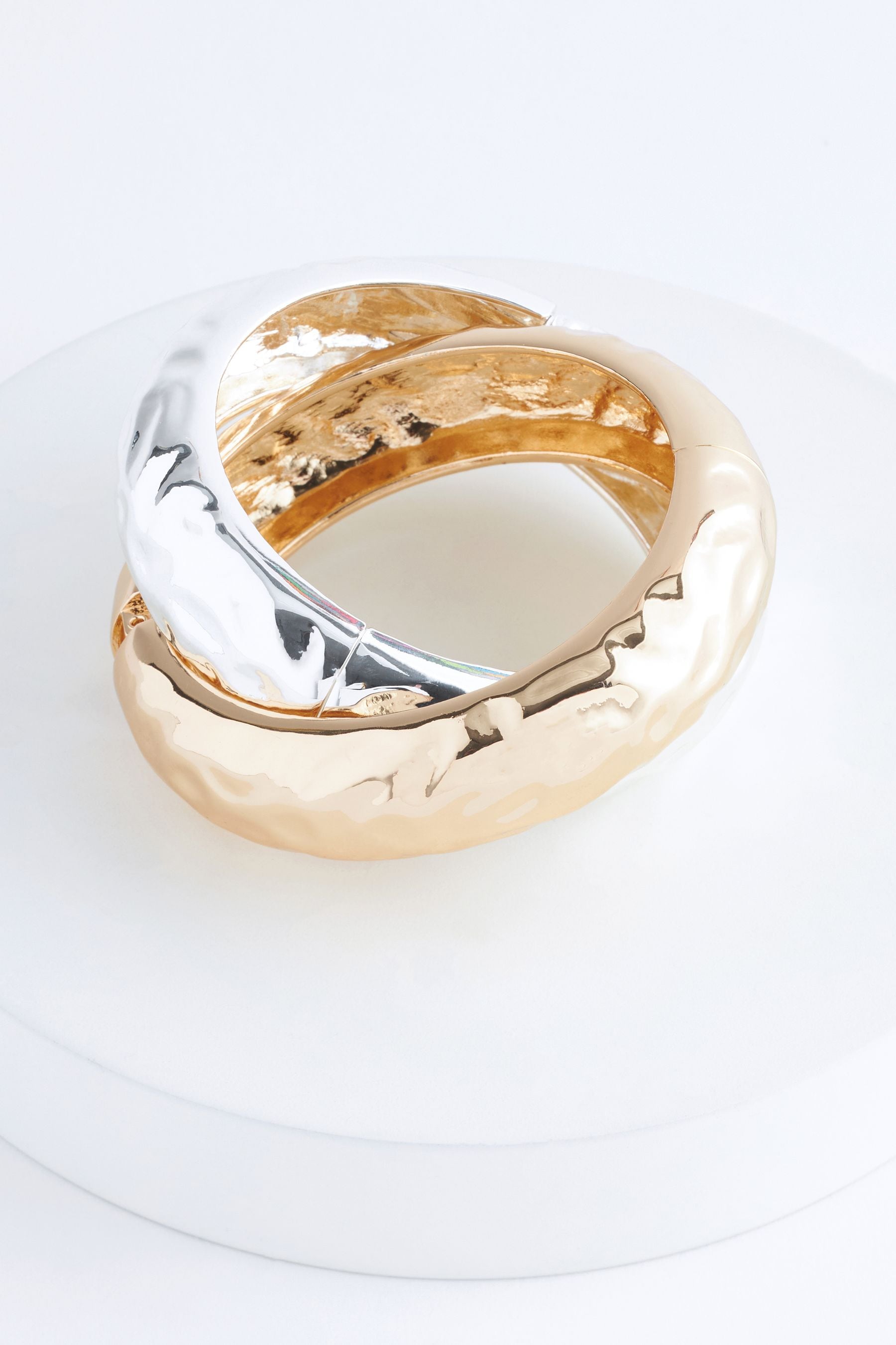 Gold Silver Tone Chunky Bangle 2 Pack