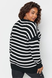 Yours Curve Black Drop Shoulder Narrow Stripe Jumper - Image 3 of 5