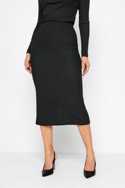 Long Tall Sally Black Textured Midi Skirt - Image 1 of 4