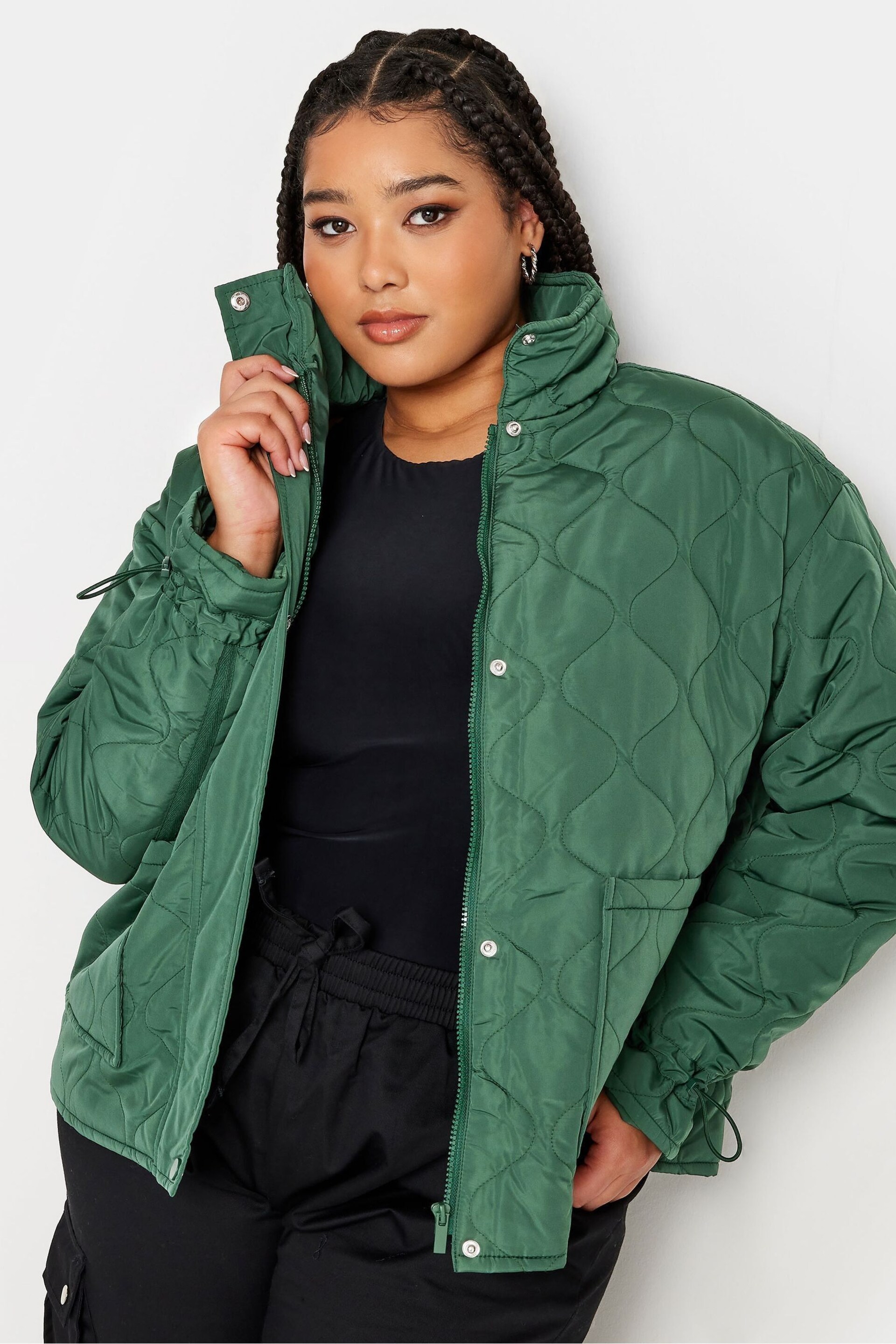 Yours Curve Green Short Onion Jacket - Image 1 of 4