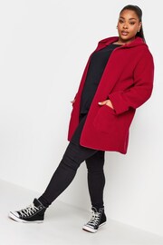 Yours Curve Red Teddy Hooded Jacket - Image 2 of 4