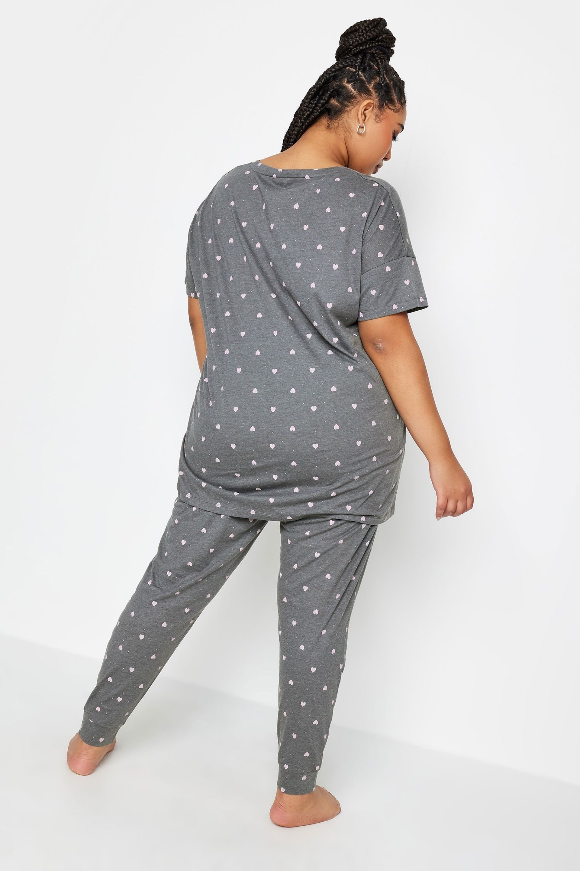 Yours Curve Grey Cuffed Pyjama Set - Image 3 of 5