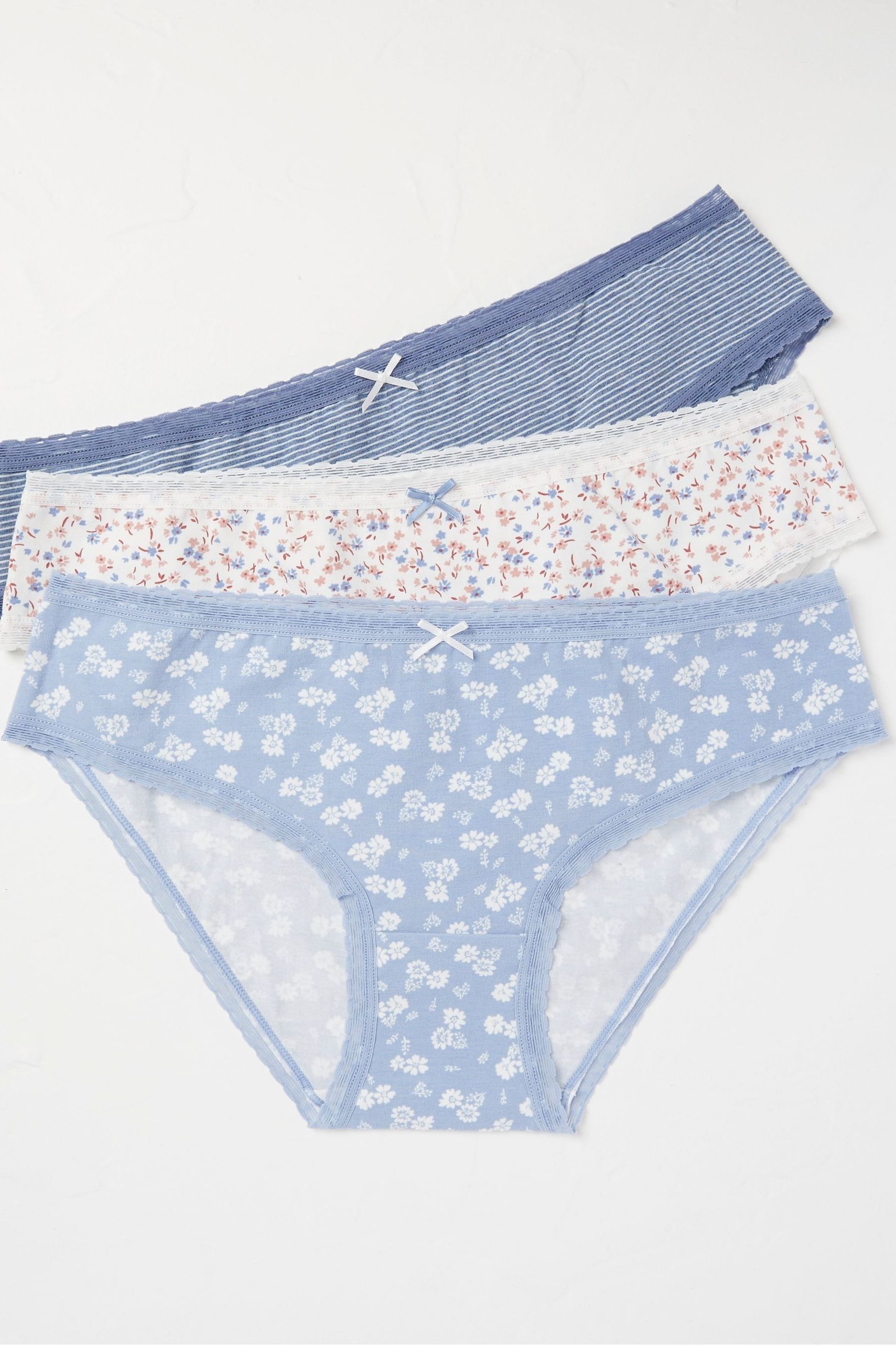 FatFace Natural Floral Knickers 3 Pack - Image 1 of 2