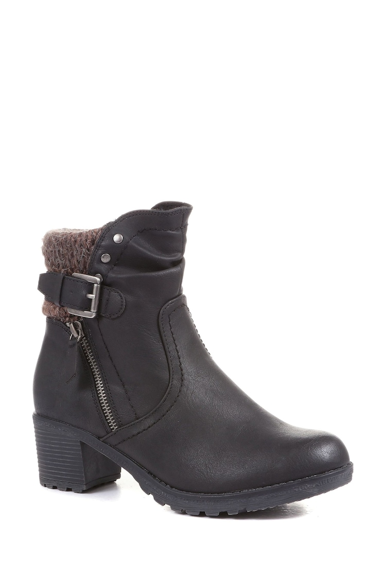 Pavers Black Block Heeled Ankle Boots - Image 2 of 5