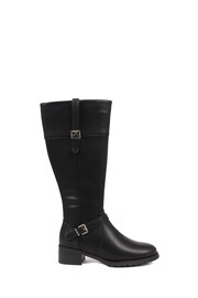 Pavers Black Knee High Buckle Detail Boots - Image 1 of 5