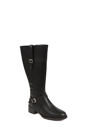 Pavers Black Knee High Buckle Detail Boots - Image 2 of 5