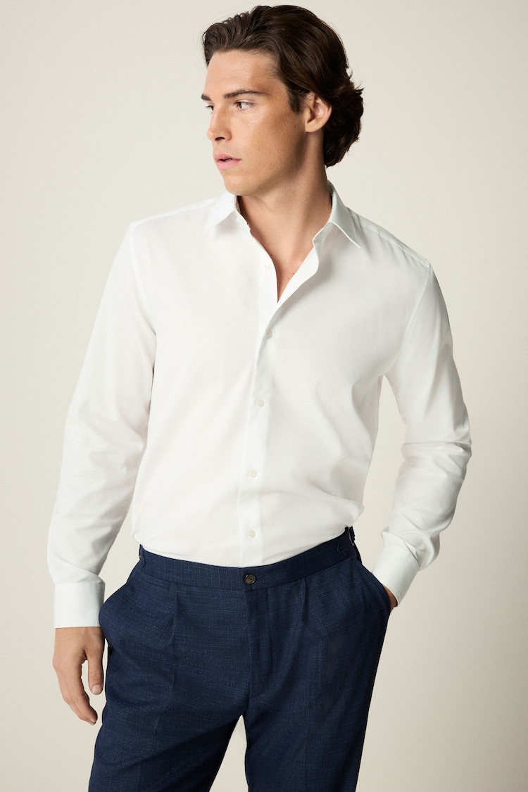 White Regular Fit Trimmed Formal Long Sleeve Shirt - Image 1 of 9