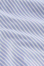 Blue/White 100% Cotton Long Sleeve Single Cuff Striped Shirt - Image 7 of 7