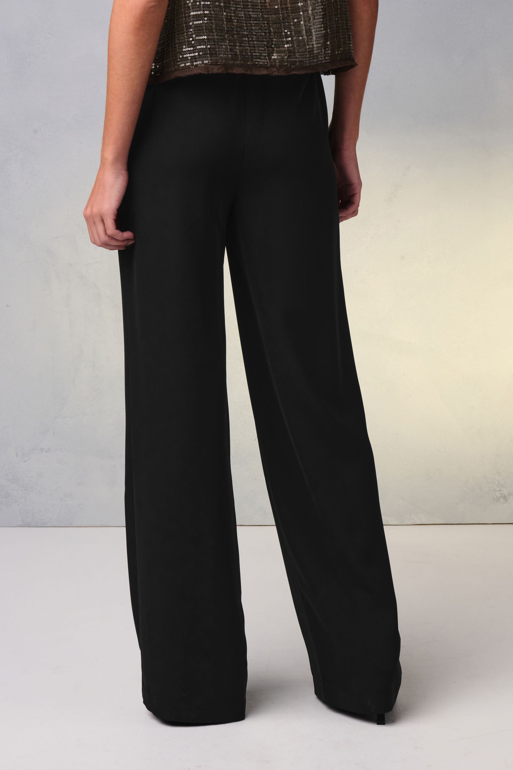 Buy Black Elastic Back Wide Leg Trousers from the Next UK online shop