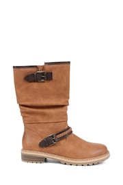 Pavers Brown Pavers Buckle Mid Calf Biker Boots - Image 1 of 5