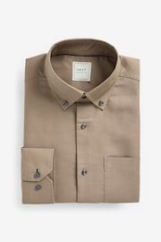 Neutral Brown Waffle Texture Single Cuff Shirt - Image 7 of 8